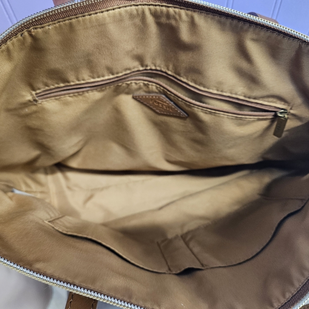 Fossil Felicity Signature Tote Handbag Taupe Tan - image 5